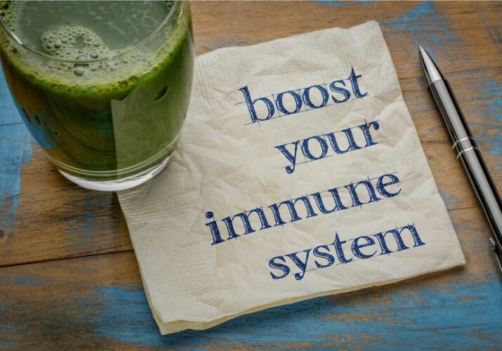 napkin printed with boost your immune system with a green smoothie